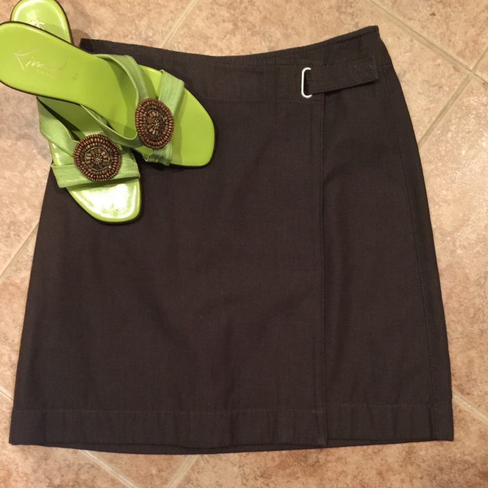 LOFT Brown WrapAround Mini Skirt